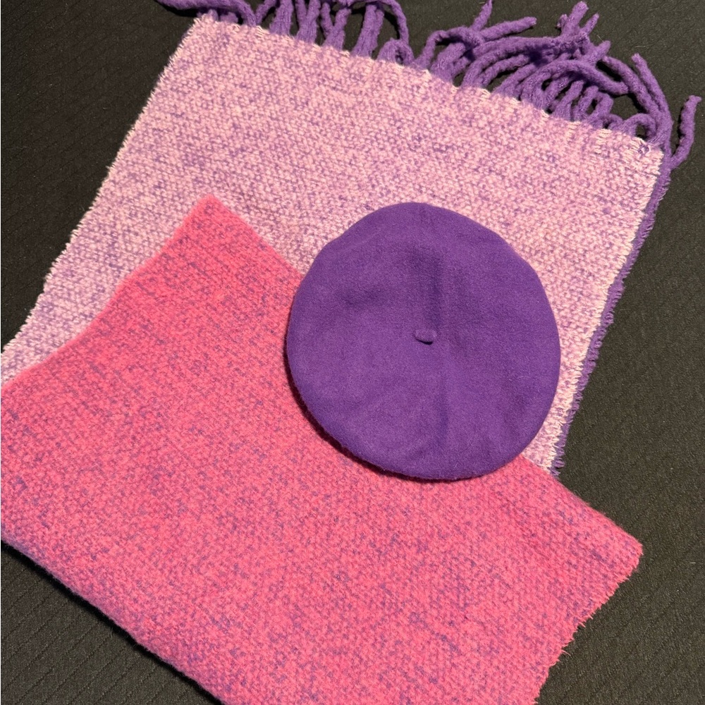 Matching Set!🧣Oversized Wool Purple Ombré Scarf + Purple Beret - & Other Stories - Picture 3 of 6